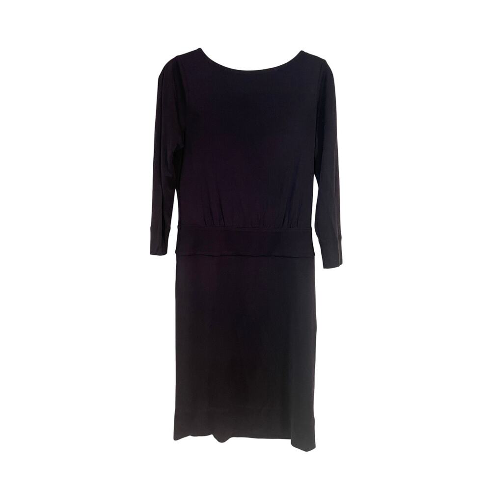 Tory Burch 100% Silk Navy Sheath Dress Modest 3/4 Sleeve -Size Small